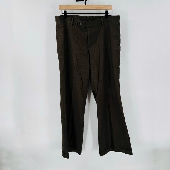 Gap Y2K Wide Leg Linen Pants Chocolate Brown Size 12R Minimalist Fall Staple - Picture 1 of 7